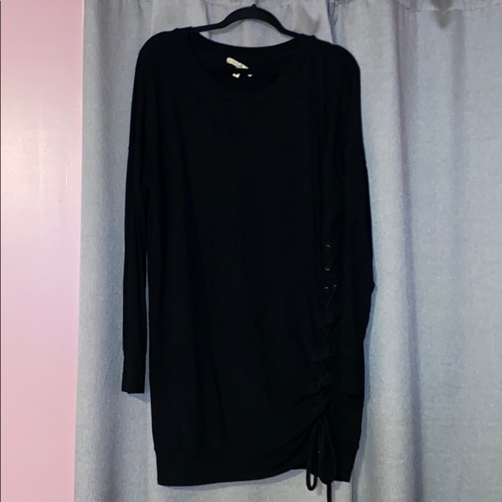Sweatshirt Dress with Lace Up Side Detail